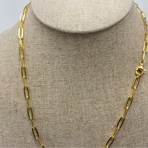 Yellow gold plated Sterling Silver paperclip necklace. - Picture 3 of 3